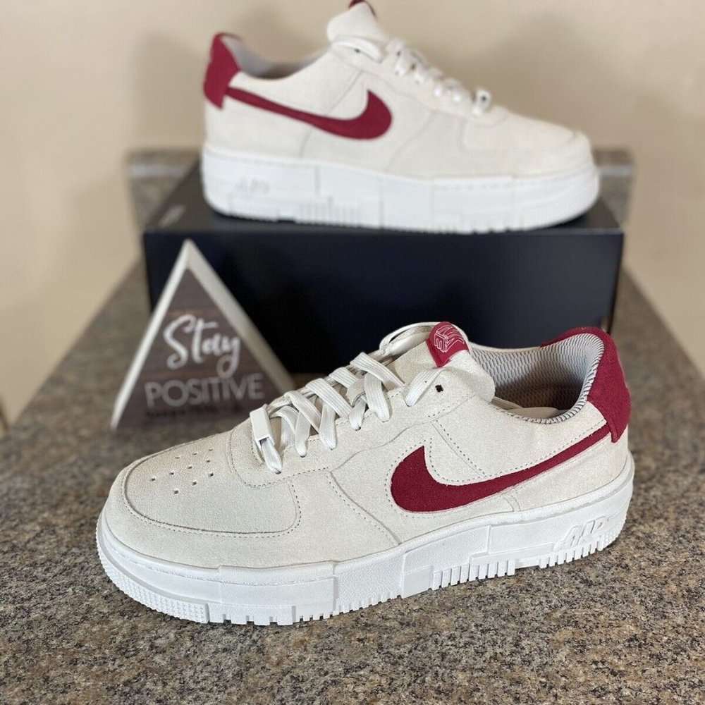 Nike Cream and Red Athletic Shoes